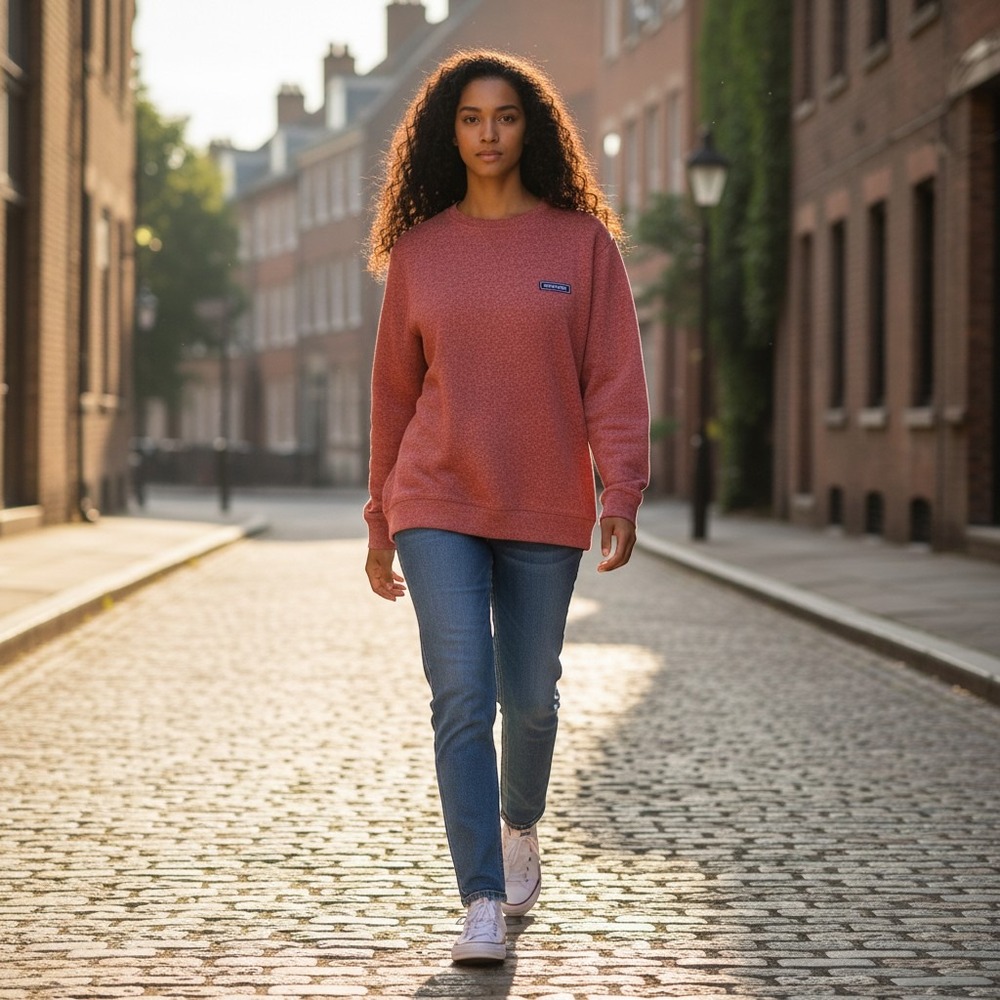 Crown & Ivy Womens Small‎ Heathered Red Crewneck Sweatshirt Pullover Long Sleeve